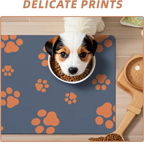 Miniatura 2 de Tapete de 12"×20" para comida de perro - Tapete absorbente para comida y agua, sin manchas, secado rápido, tapete para cuenco de gato, tapete