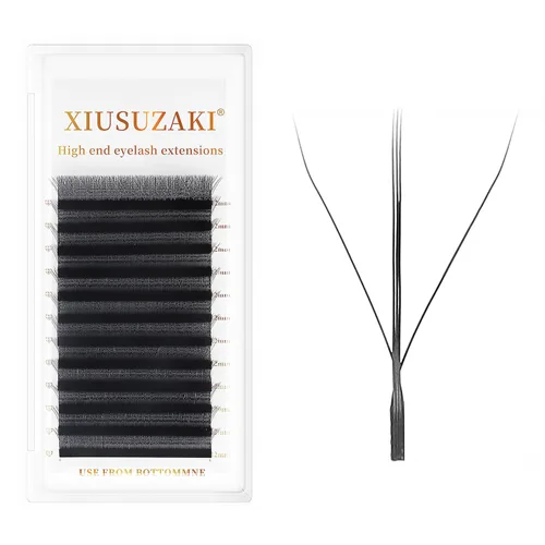 Extensiones de pestañas de triple punta 3D W de tres núcleos, pestañas gruesas con 0.003 in, rizo D, bandeja mixta de 0.07 a 0.59 pulgadas, abanicos