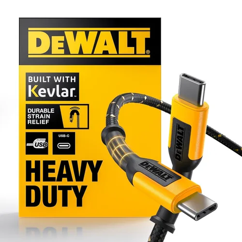 Miniatura 12 de DEWALT Cable USB C de Alta Resistencia, Cable USB C de 60 Vatios para Sitio de Trabajo, Cable de Alta Velocidad de Tipo C a Tipo C, Carga Rápida PD