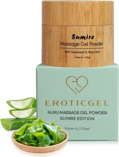 Gel de masaje japonés Nuru en polvo de 1.41 oz | Formulado con aloe vera natural y algas marinas | Hecho en Japón | Sin parabenos y glicerina | Sin