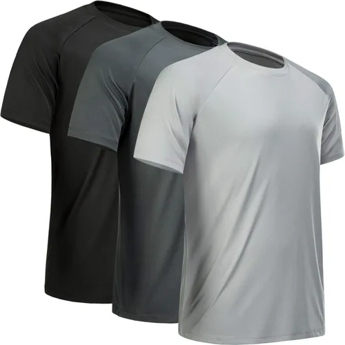 Miniatura 24 de Camisetas de entrenamiento para hombre, de manga corta, de secado rápido, atlético, gimnasio, activo, absorbe la humedad