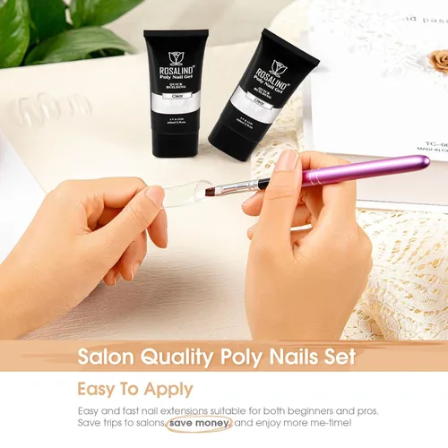 Miniatura 4 de Rosalind Gel de extensión de poliéster acrílico transparente, paquete de 2 unidades de gel de uñas de 2.1 onzas líquidas, constructor de uñas