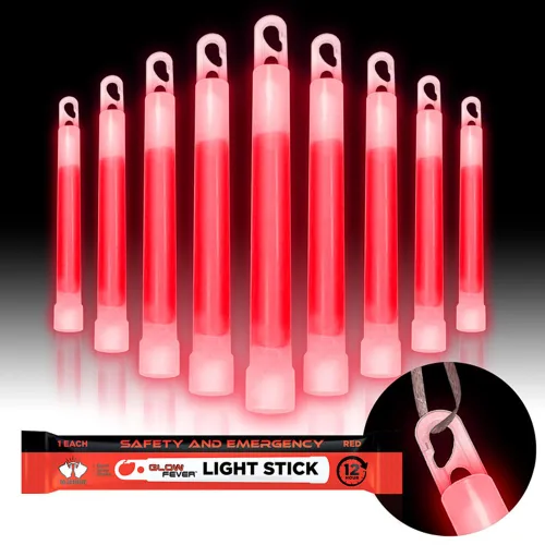 Glow Fever Barras luminosas de grado militar de seguridad de emergencia; 10 piezas, barras luminosas ultra brillantes de 6" con 12 horas de Rojo
