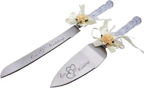 Miniatura 6 de GIFTS INFINITY Nuestros corazones entrelazados de boda, lazo de mango de plástico de cristal transparente, bonito regalo y gran artículo de Beige