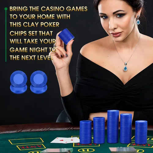 Miniatura 6 de Leitee Juego de fichas de póquer de plástico de 1.496 pulgadas, juego de fichas de póquer ligeras, fichas de bingo, casino en blanco, conteo a