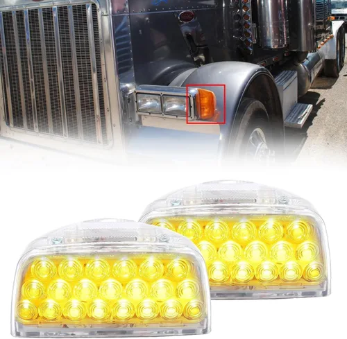 Miniatura 8 de Señal de giro para Peterbilt, 31 luces LED triangulares ámbar con 3 cables de repuesto para Peterbilt 379 359 357 365 378 ámbar Led/lente