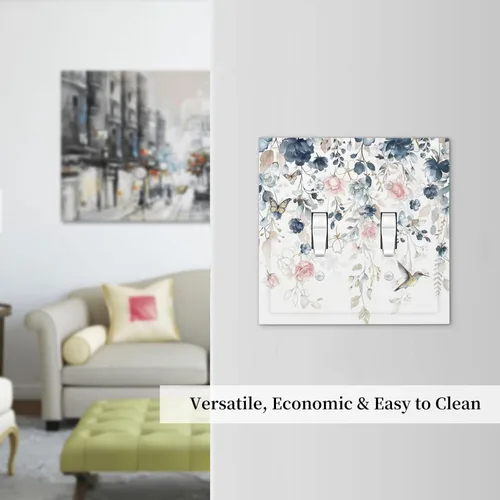 Miniatura 236 de Decorative Outlet Covers Blue Background White Cat Daisy Floral 2-Gang 1-Gang Wall Plate Single Toggle/Rocker Farmhouse Style Light Switch Covers