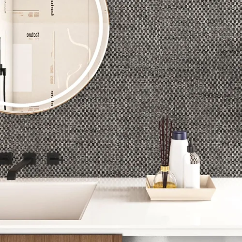 ReWallpaper - Papel pintado de despegar y pegar de color gris oscuro moderno, de tela de hierba para paredes de baño y dormitorio, 17.5 pulgadas ×