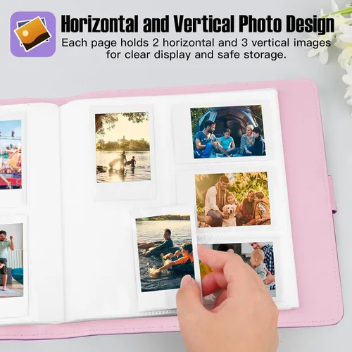 Miniatura 7 de Veicevol Álbum de fotos de 360 bolsillos para cámara Fujifilm Instax Mini, álbum para fotos Polaroid, cubierta de cuero, álbum de fotos para cámara