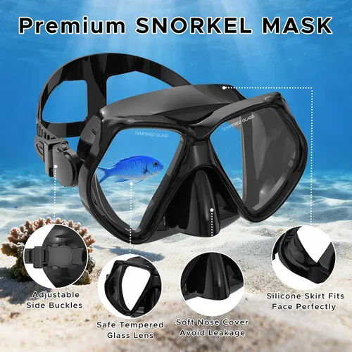 Miniatura 3 de Máscara de buceo Anti-niebla Natación Snorkel máscara para adultos Buceo Natación Snorkel Gafas Negro