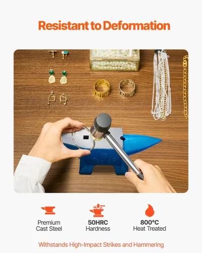 Miniatura 2 de VEVOR Yunque de cuerno único, yunque de acero de 22 libras para herrero a la venta, herramientas de acero forjado con agujero redondo y cuadrado