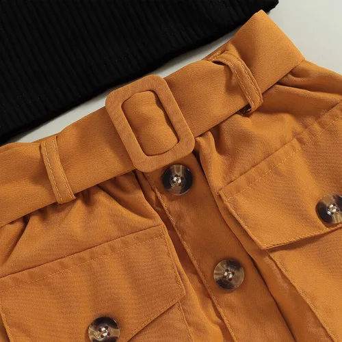 Miniatura 139 de TheFound Trajes de verano para niñas pequeñas, sin mangas, de punto acanalado, halter, pantalones cortos, ropa para recién nacidos, conjunto de 3