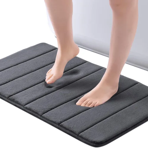 ROSMARUS Tapete de baño de espuma viscoelástica de 20 x 32 pies, tapete de ducha absorbente de agua, tapete de baño grueso antideslizante con Gris