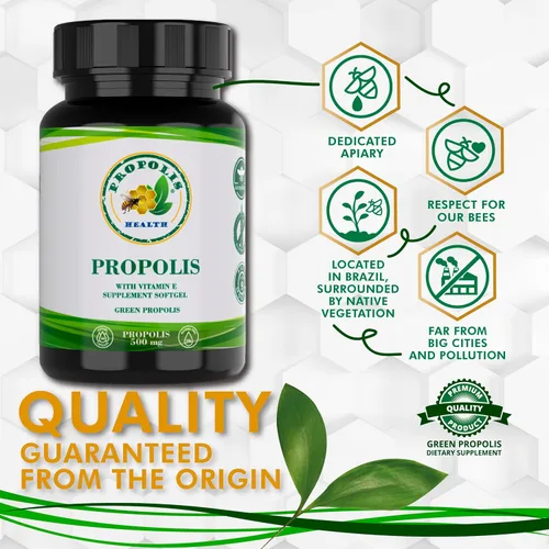 Miniatura 3 de Propolis Health Cápsulas de propóleos 1000 mg diarios con vitamina E por dosis - Extracto de propóleo verde brasileño puro - Refuerzo inmunológico