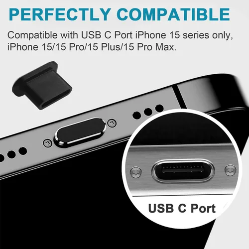 Miniatura 5 de Enchufe antipolvo USB C, cubierta de enchufe de puerto USB C compatible con iPhone 17, Ari, 17 Pro, 17 Pro Max, iPhone 16/15 (Pro, Plus, Pro Max)