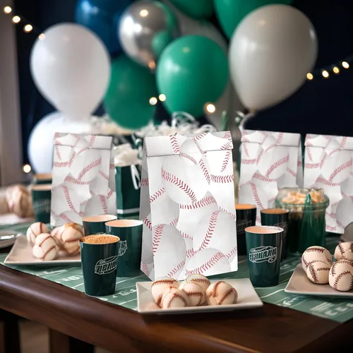 Miniatura 6 de OuteGo 24 bolsas de regalo de fiesta de béisbol con pegatinas - Bolsas de golosinas y regalos de fiesta para fiestas de cumpleaños de niños