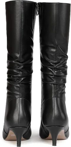 Miniatura 4 de WAYDERNS Womens Dating Solid Zip Pointed Toe Fashion Matte Kitten Low Heel Mid Calf Boots 2 Inch