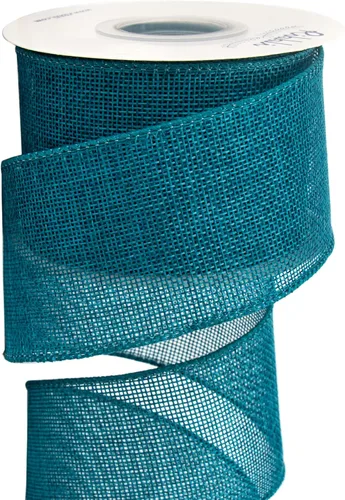 Miniatura 26 de Ribbli Cinta con alambre de arpillera azul bebé, 2-1/2 pulgadas x 10 yardas continuas, cinta de borde con alambre para lazo grande, corona