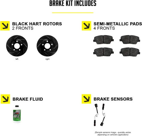 Miniatura 2 de Hart Brakes Kit de frenos y rotores delanteros Pastillas de freno delanteras Rotores y pastillas de freno Pastillas y rotores de freno