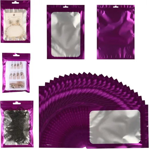 Miniatura 23 de 400 bolsas de Mylar resellables de 4 x 5 pulgadas, color negro, para almacenamiento de alimentos, bolsa resellable de Mylar con ventana transparente