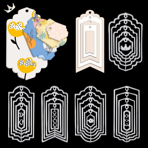 ORIGACH Juego de 5 36 troqueles de corte de metal, troqueles de troquel, plantillas en relieve, herramienta para álbumes de recortes de tarjetas DIY