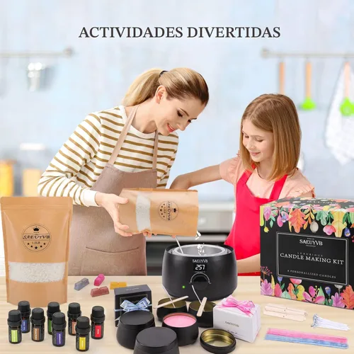 Miniatura 7 de SAEUYVB Kit de fabricación de velas para adultos con placa caliente, suministros de fabricación de velas de soja para principiantes, perfecto como