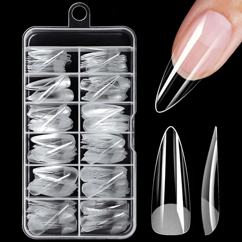 Miniatura 13 de 240 puntas de uñas de gel extra cortas, uñas postizas de almendra, uñas postizas transparentes, uñas cortas XS de almendra, puntas de uñas