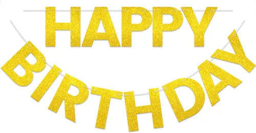 Cartel de feliz cumpleaños – Cartel de fondo preencordado de 9 pies para mujeres, hombres, niñas, niños, decoraciones de cumpleaños con purpurina