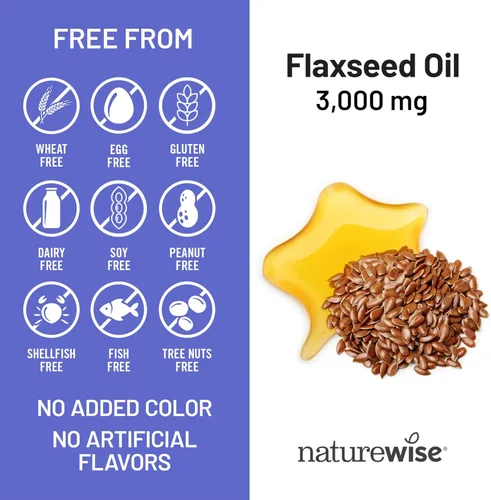 Miniatura 4 de NatureWise Aceite de linaza 3000 mg, Omega 3 sin pescado con 1500 mg de ALA – Suplemento Omega 3 6 9 a base de plantas – Orgánico, prensado en frío