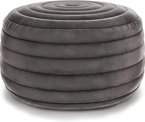 Miniatura 11 de SIMPLIHOME Coates - Puf redondo contemporáneo de macramé en gris nube de algodón para la sala de estar, dormitorio y habitación de los niños