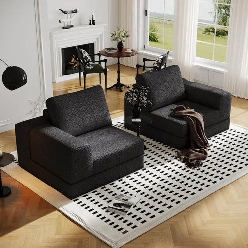Miniatura 4 de Sofá seccional modular en forma de nube, sofá modular de combinación DIY para sala de estar, sofás de asiento de amor tejidos únicos con 2