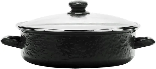 Miniatura 4 de Golden Rabbit Esmalte - Patrón negro sólido - Sartén para saltear de 3 cuartos Negro sólido texturizado