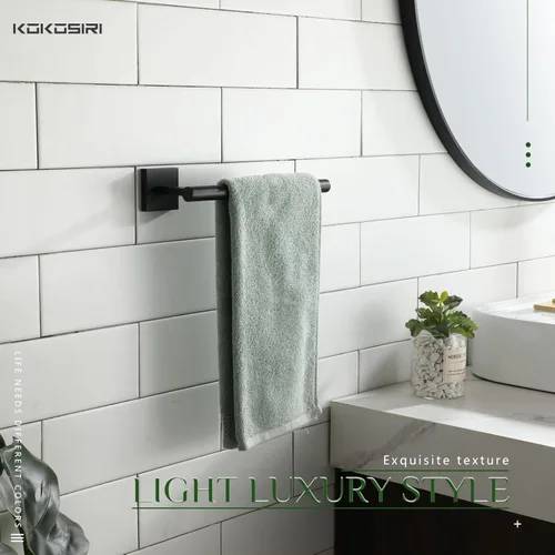 Miniatura 7 de KOKOSIRI Barra para Toallas de Mano en Negro Mate, Accesorios de Baño de Acero Inoxidable, Soporte de Toallas para Pared, para Gabinete de Cocina