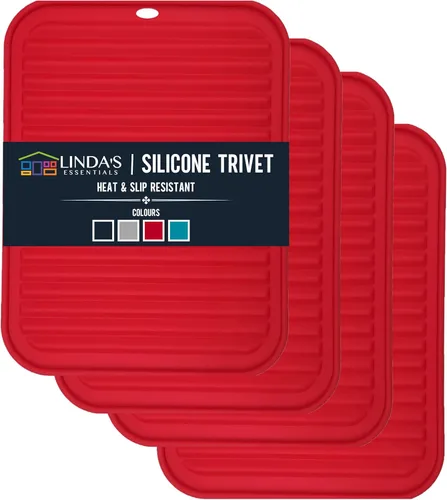 Salvamanteles de silicona para platos calientes, ollas, sartenes (paquete de 4) – Soportes de ollas resistentes al calor para alfombrillas de 4
