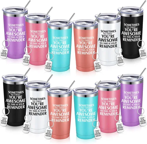 Sieral Employee Thank You Supplies - Vaso inspirador de 20 onzas con llavero para compañeros de trabajo, regalos de agradecimiento para mujeres,