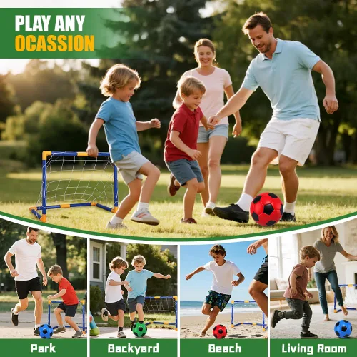 Miniatura 4 de Soccer Goal Set 23" W×18" H×12" D, Portable Soccer Goal Training Equipment, Mini Soccer Net with 3 Soccer Ball for Sports Game, Soccer Set for Kids