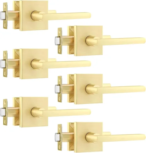 Miniatura 19 de Leydebong Paquete de 3 pomos de entrada dorados con llave igual, manija de puerta de entrada resistente, estilo contemporáneo, herrajes modernos