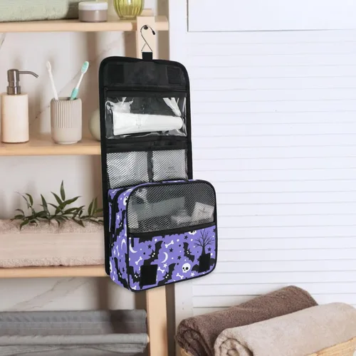 Miniatura 2 de MNSRUU Hanging Toiletry Bag Bats Satellites Skulls and Trees Travel Makeup bag for Toiletries Portable Travel Toiletry Organizer Cosmetic Bags with