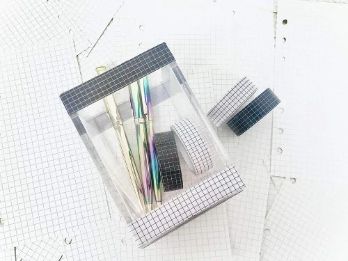 Miniatura 5 de Juego de 10 rollos de cinta Washi de rejilla blanca de 33 pies 3/5 pulgadas de ancho, cintas adhesivas para manualidades, planificadores de álbumes