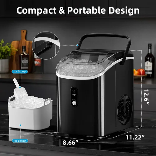 Miniatura 3 de Antarctic Star Nugget - Máquina de hielo para encimera con hielo masticable suave, máquina de hielo sónico portátil con cesta y cuchara, cubierta