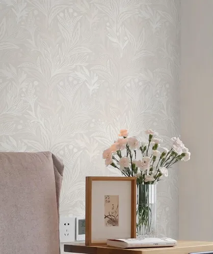 Miniatura 20 de Dimoon Papel Tapiz Despegar y Pegar de 17.3''x78.7'' Boho Beige Papel de Contacto Natural Moderno de Lunares Blancos Papel Tapiz Removible para Baño