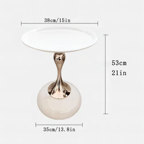 Miniatura 2 de Mesita de noche pequeña, mesa auxiliar redonda de pedestal, mesa auxiliar Art Deco, mesa auxiliar moderna, mesa auxiliar para sala de estar, Dorado