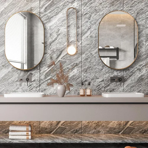 Miniatura 3 de Espejo ovalado de baño, espejo de tocador de pared con cápsula, espejos de píldora de 24 x 36 pulgadas montados en pared, espejo grande y moderno