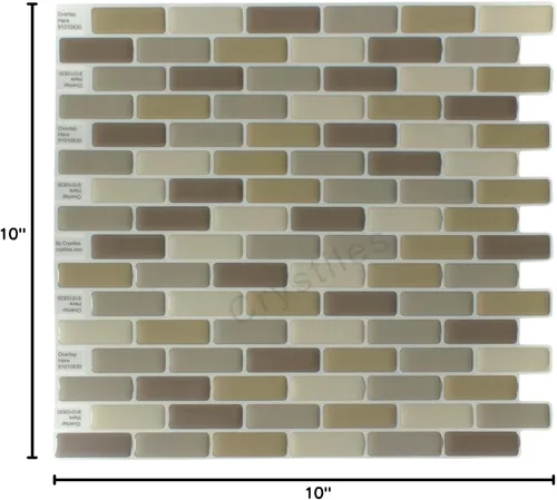 Miniatura 4 de Protector contra salpicaduras de 10 x 10 pulgadas, diseño de piedra autoadhesiva para salpicaduras de cocina, beige, paquete de 6 hojas