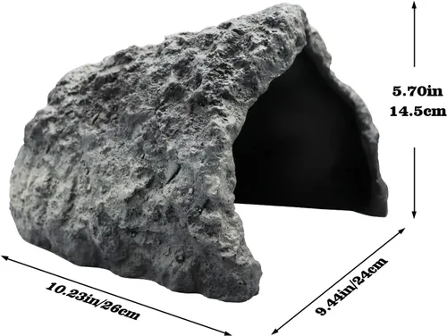 Miniatura 6 de Cueva de piel de reptil extra grande, cueva de resina, accesorios de decoración de acuario, tortuga lagarto para ocultar hábitat de 10.23 x 9.44 x