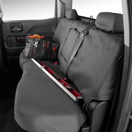 Miniatura 5 de Covercraft - SS3344PCCH Fundas de asiento de asiento delantero de ajuste personalizado - Tela de polialgodón, negro carbón Negro (Charcoal Black)