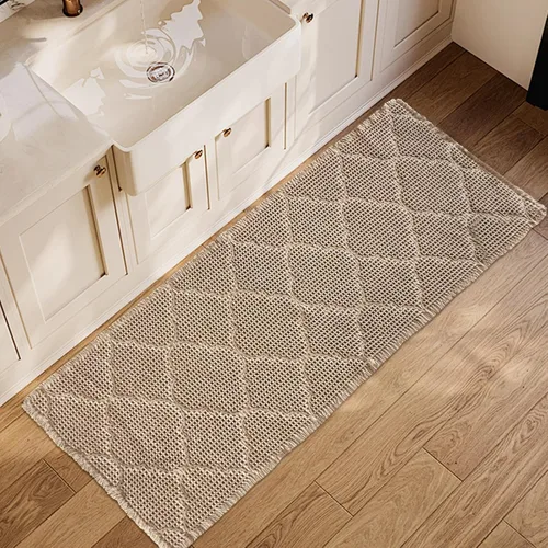 Miniatura 11 de ZALL Tapete de baño de punto gofre, súper absorbente, antideslizante, color marrón, 17 x 24 pulgadas, patrón geométrico de diamante, lavable a