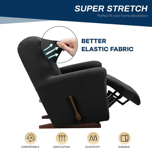 Miniatura 5 de Asnomy Fundas para Silla Reclinable Lazy Boy con Bolsillos, Fundas Elásticas de Terciopelo para Sofá, Fundas de 1 Pieza para Muebles, Protector