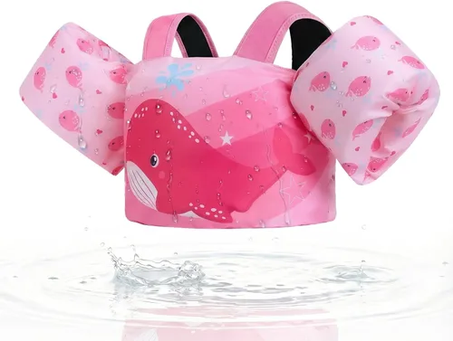 Miniatura 15 de Gogokids Chaleco de natación para niños pequeños, flotadores para niños de 24 a 66 libras, bonita chaqueta de natación de dibujos animados con arnés