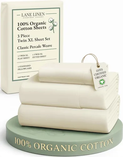 Miniatura 34 de LANE LINEN Sábanas 100% algodón orgánico para cama tamaño King, sábanas de percal suave, transpirables, de lujo, estilo hotelero, lavables a 09